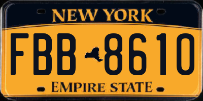 NY license plate FBB8610