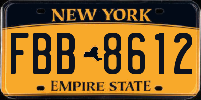 NY license plate FBB8612