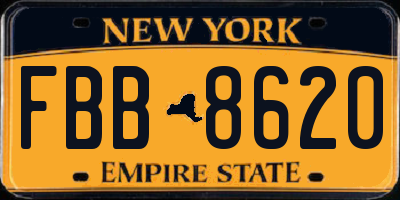 NY license plate FBB8620