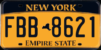 NY license plate FBB8621