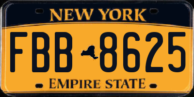 NY license plate FBB8625