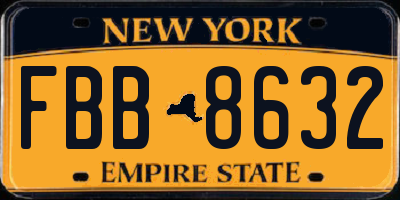 NY license plate FBB8632