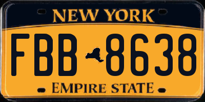 NY license plate FBB8638