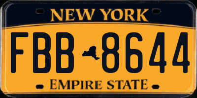 NY license plate FBB8644