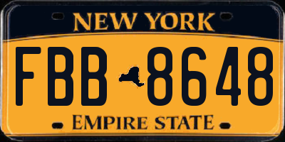 NY license plate FBB8648