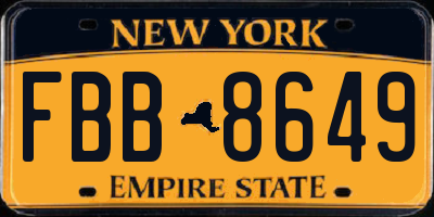NY license plate FBB8649