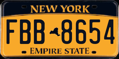 NY license plate FBB8654
