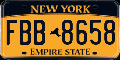 NY license plate FBB8658