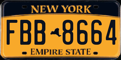 NY license plate FBB8664
