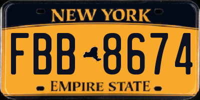 NY license plate FBB8674