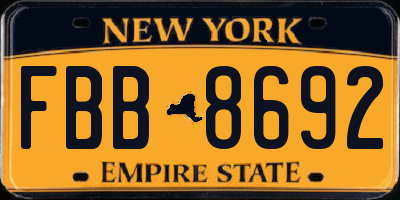 NY license plate FBB8692