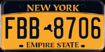 NY license plate FBB8706