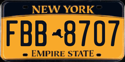 NY license plate FBB8707