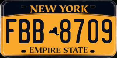 NY license plate FBB8709