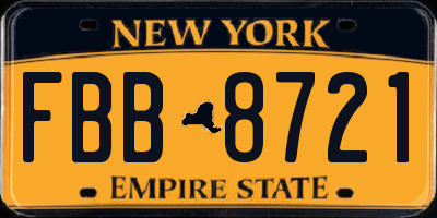NY license plate FBB8721