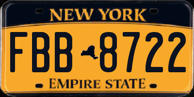 NY license plate FBB8722