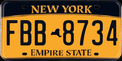 NY license plate FBB8734
