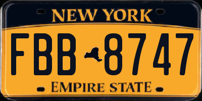 NY license plate FBB8747