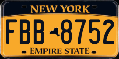 NY license plate FBB8752