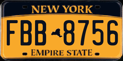 NY license plate FBB8756