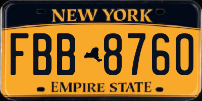 NY license plate FBB8760