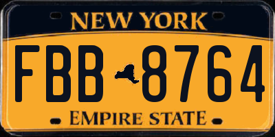 NY license plate FBB8764