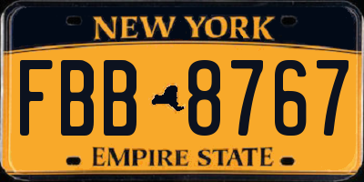 NY license plate FBB8767
