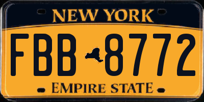 NY license plate FBB8772