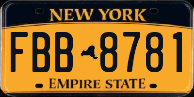 NY license plate FBB8781
