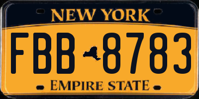 NY license plate FBB8783