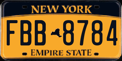 NY license plate FBB8784