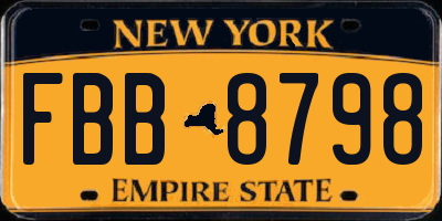 NY license plate FBB8798