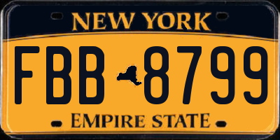 NY license plate FBB8799