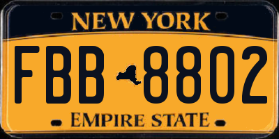 NY license plate FBB8802
