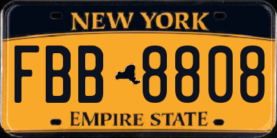 NY license plate FBB8808