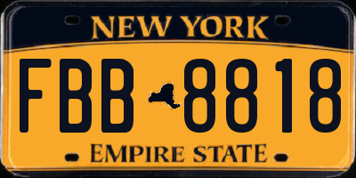 NY license plate FBB8818