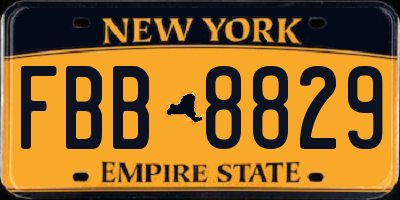 NY license plate FBB8829