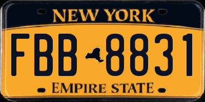NY license plate FBB8831