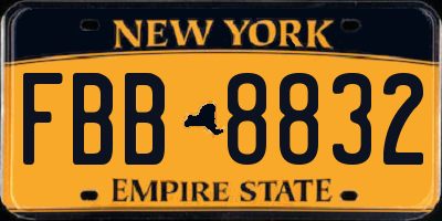 NY license plate FBB8832
