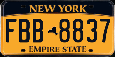 NY license plate FBB8837