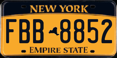 NY license plate FBB8852