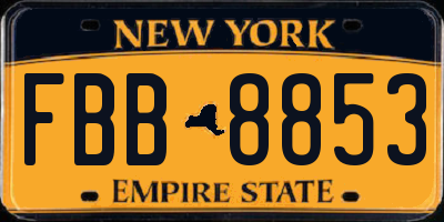 NY license plate FBB8853