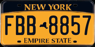 NY license plate FBB8857