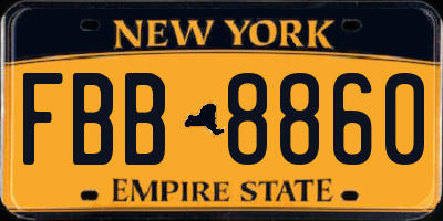 NY license plate FBB8860
