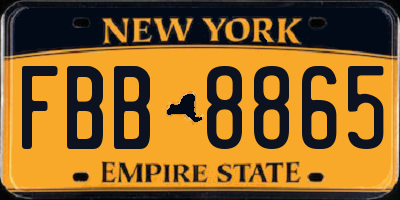 NY license plate FBB8865