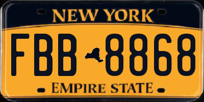 NY license plate FBB8868