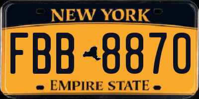 NY license plate FBB8870