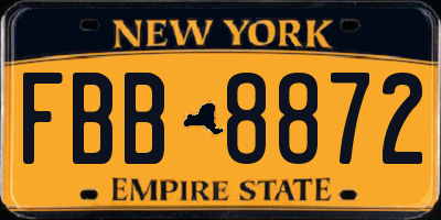 NY license plate FBB8872