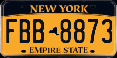 NY license plate FBB8873