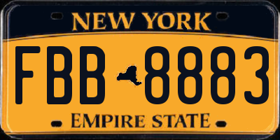 NY license plate FBB8883